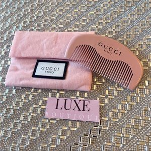 💎 GUCCI Beauty Pink Hair Comb + Travel Pouch Floral NEW Gift Glam Luxe
